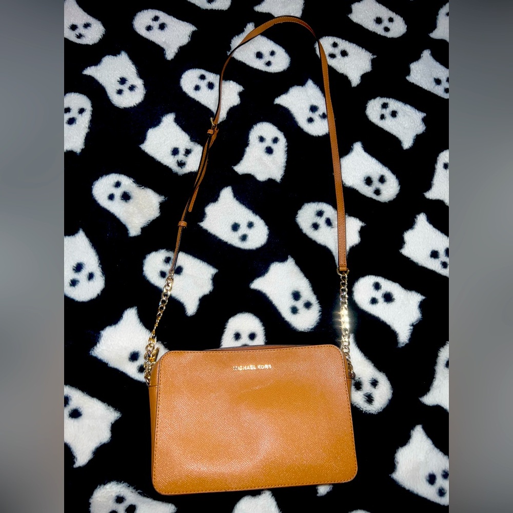 Michael Kors Brown Crossbody Bag with Gold Accents